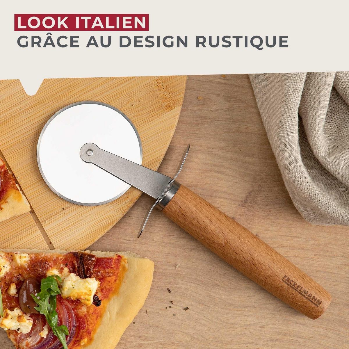 Fackelmann Roulette à pizza manche en bois 31 cm Fackelmann Pizza & Pasta
