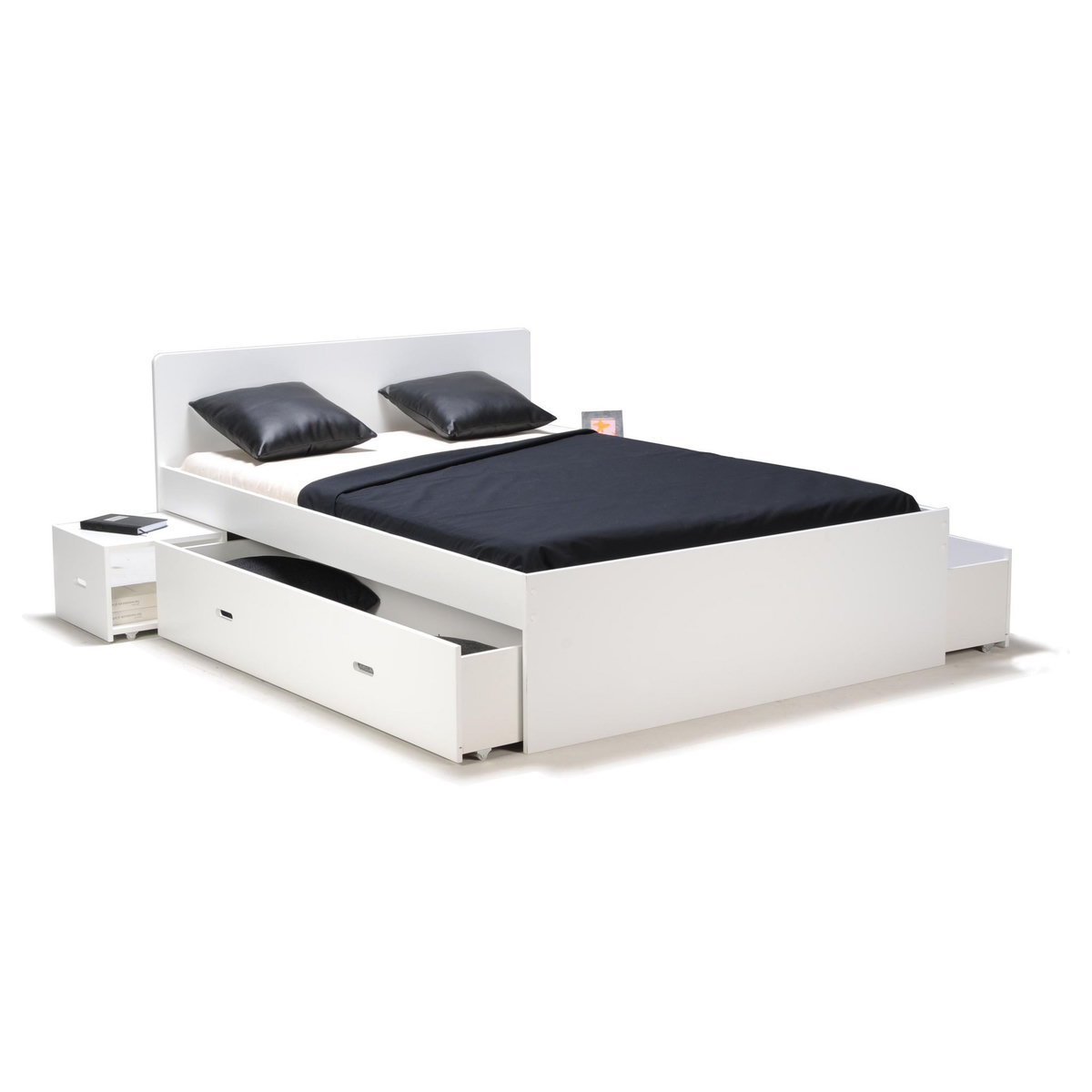 Lit XENA 140 x 190 cm avec chevets et tiroirs