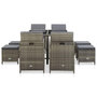 Voir la diapositive 3 : VIDAXL Ensemble a manger d'exterieur 9pcs et coussins Resine tressee
