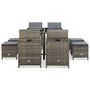 Voir la diapositive 3 : VIDAXL Ensemble a manger d'exterieur 9pcs et coussins Resine tressee