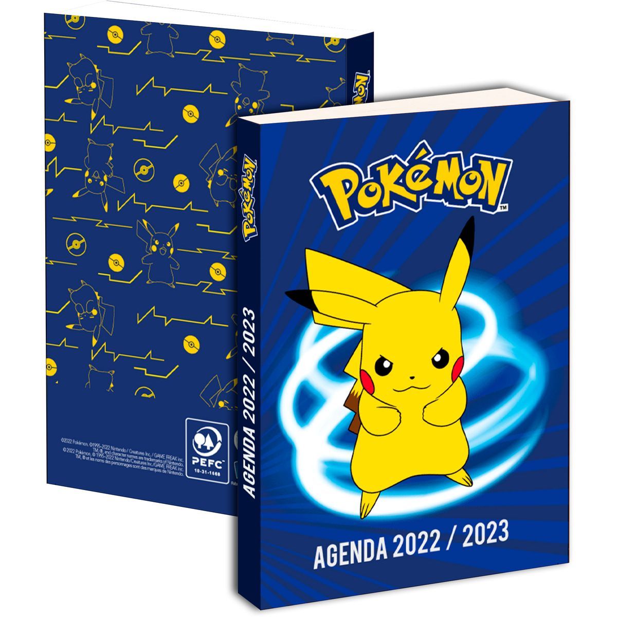 NINTENDO Agenda scolaire journalier 12x17cm souple bleu Pokémon 2022-2023