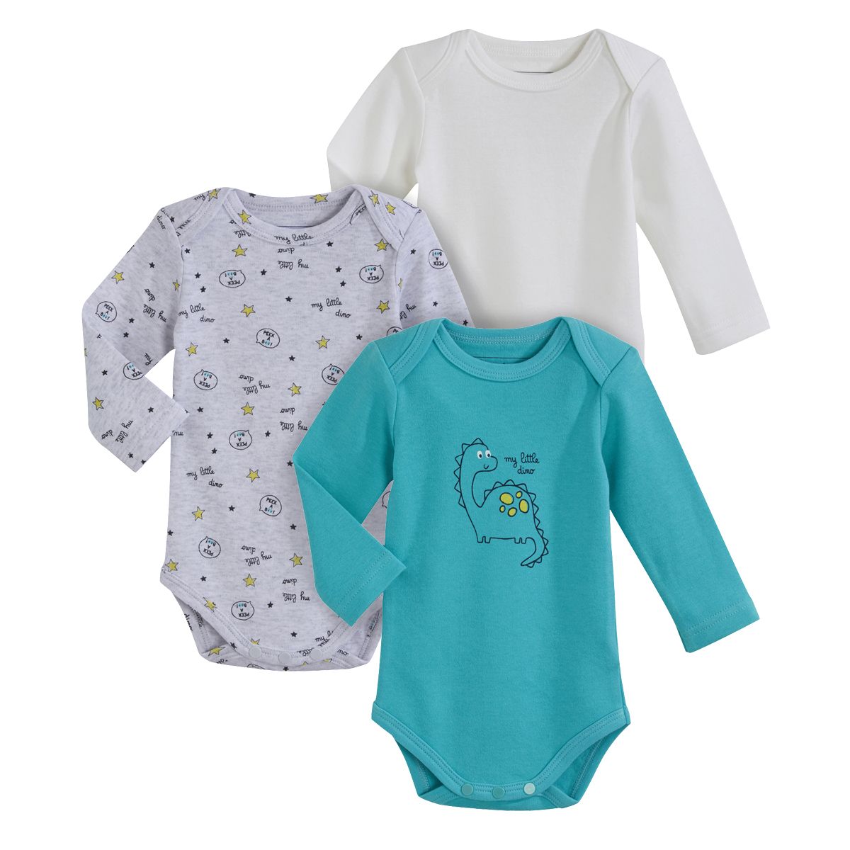INEXTENSO Lot de 3 bodies manches longues bébé garçon
