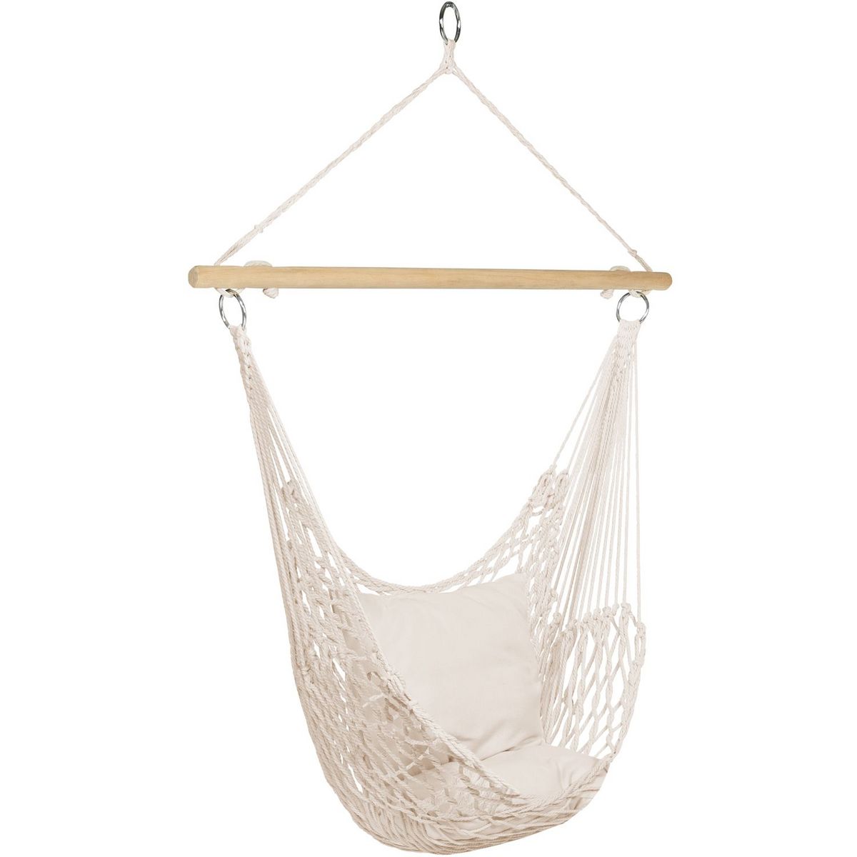 Inkazen Hamac de jardin suspendu en macrame avec coussin beige