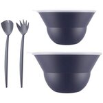 Bodum Lot de 2 saladiers 3l/4.9l avec couvercle + couverts bleu - K2551-540-143S-1