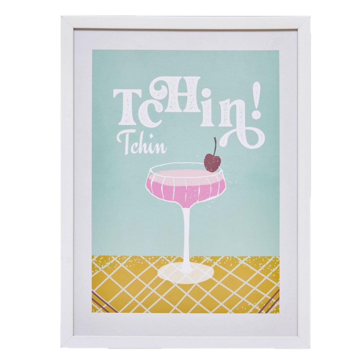 ATMOSPHERA Affiche encadrée Tchin Tchin - 30 x 40 cm - Bleu clair