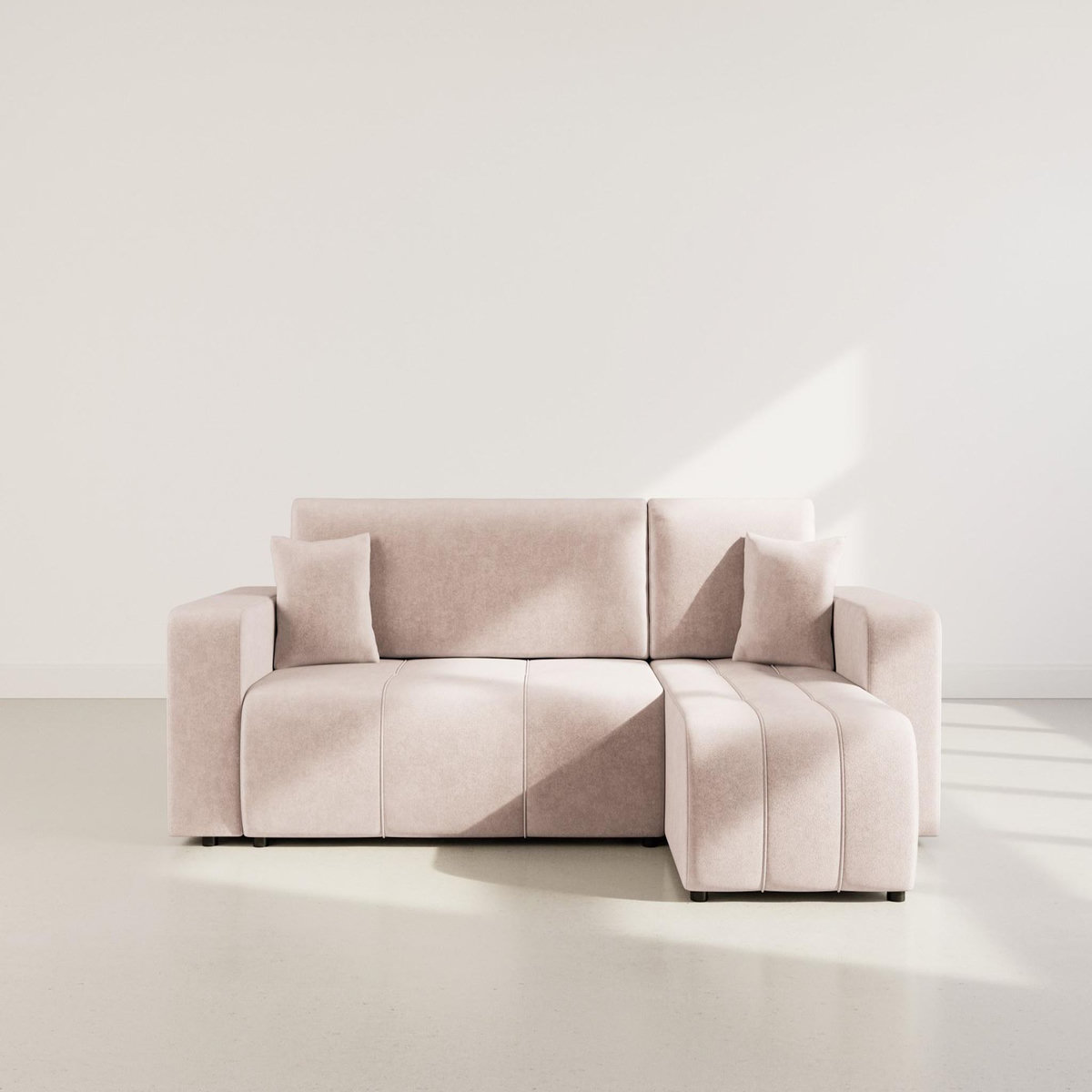 BEST MOBILIER Nicole - canapé d'angle réversible 4 places convertible avec coffre en tissu
