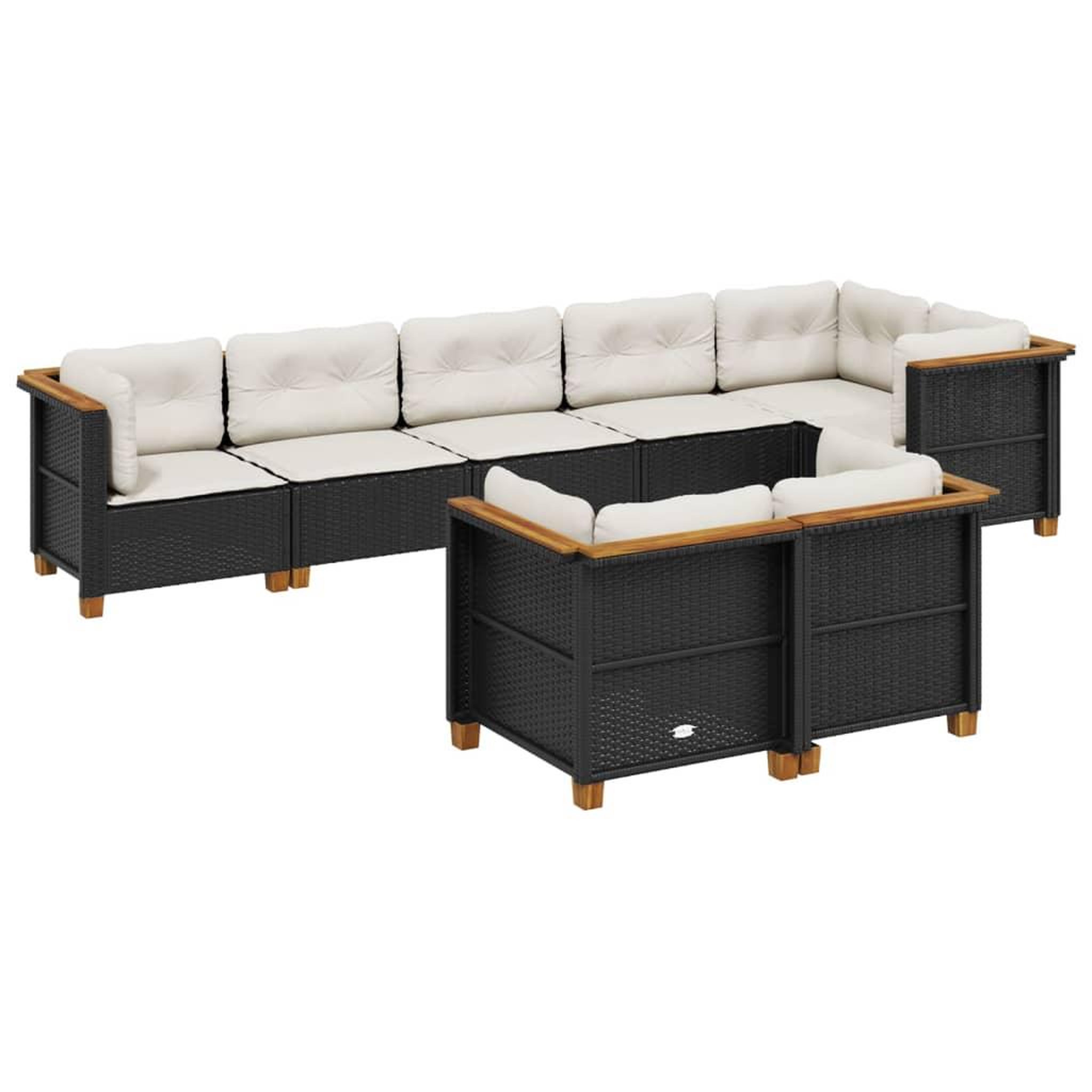 Voir la diapositive 2 : VIDAXL Salon de jardin 8 pcs avec coussins noir resine tressee
