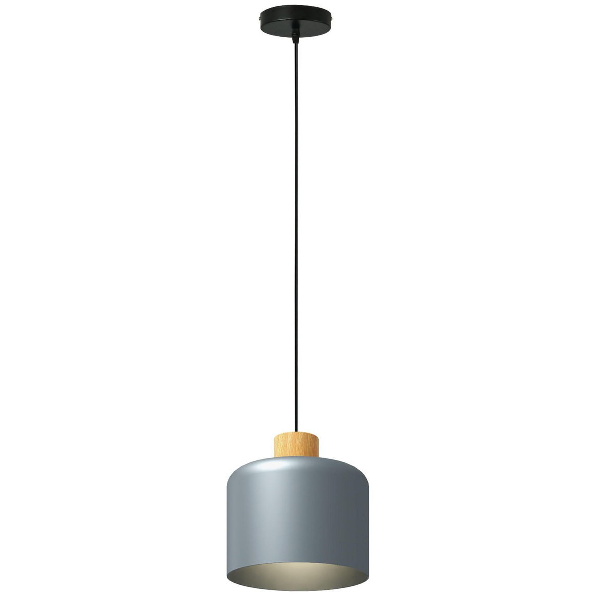 HOMCOM Lustre suspension design scandinave hauteur ajustable Ø 28,5 cm douille E27 gris aspect bois