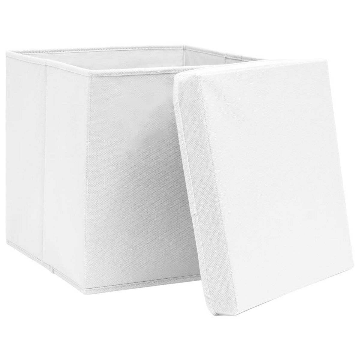 VIDAXL Boîtes de rangement avec couvercle 10pcs Blanc 32x32x32cm Tissu