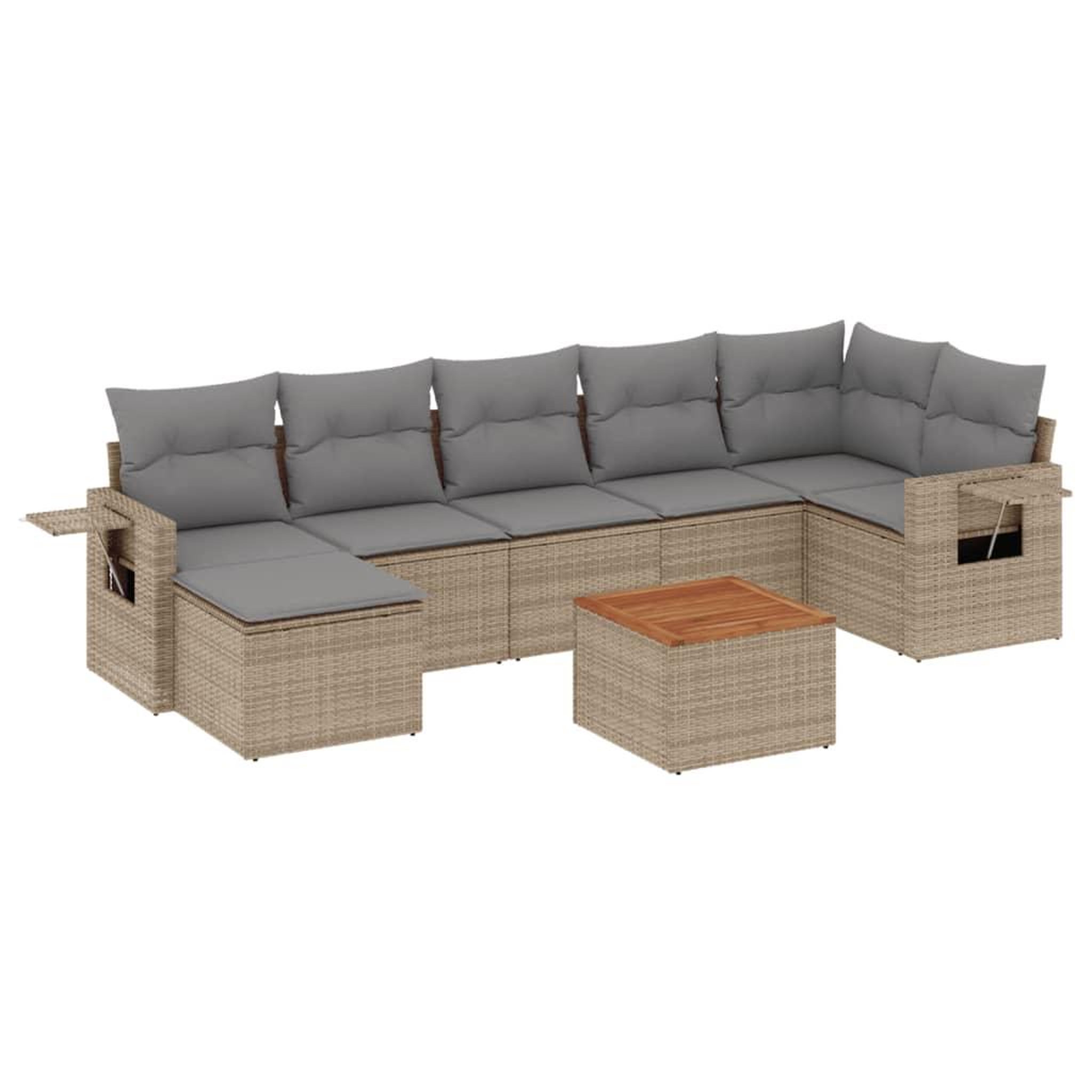 Voir la diapositive 2 : VIDAXL Salon de jardin avec coussins 8pcs melange beige resine tressee