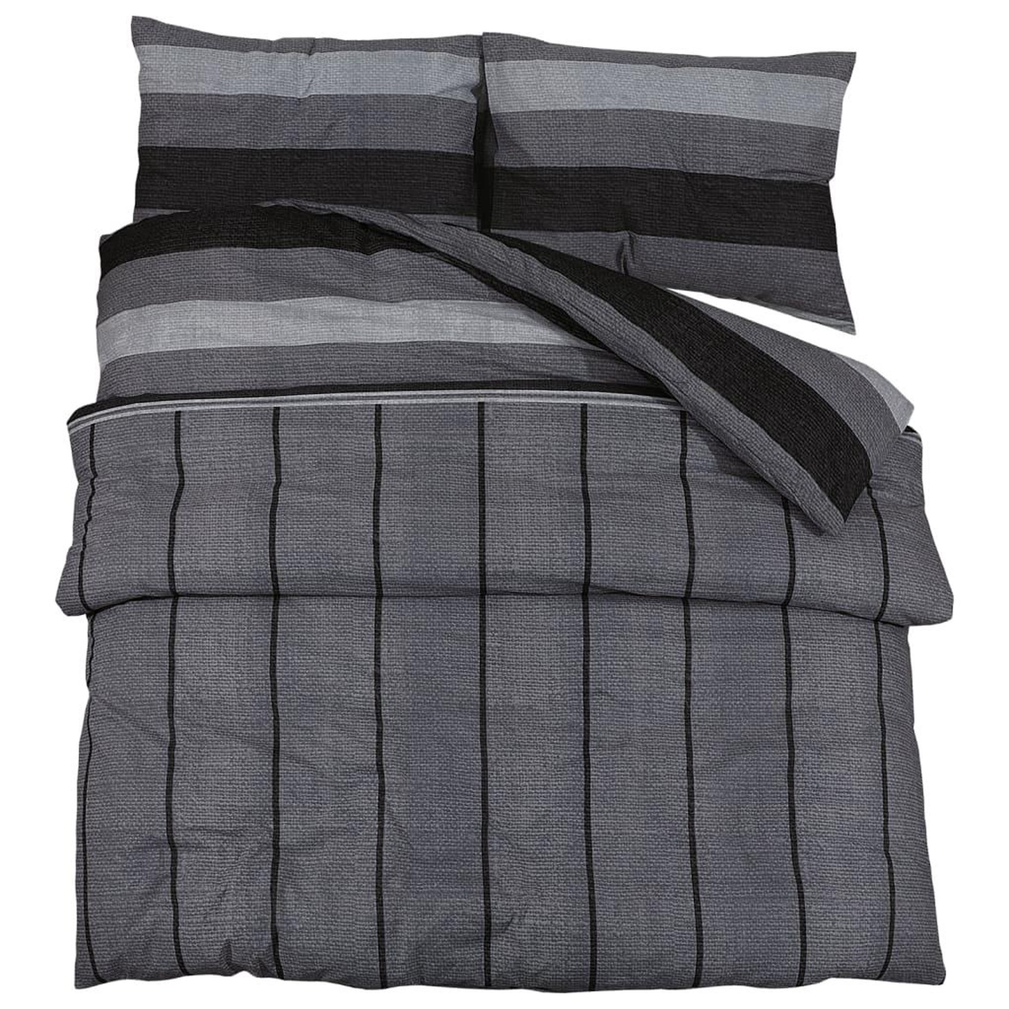Voir la diapositive 2 : VIDAXL Ensemble de housse de couette gris fonce 200x220 cm Coton