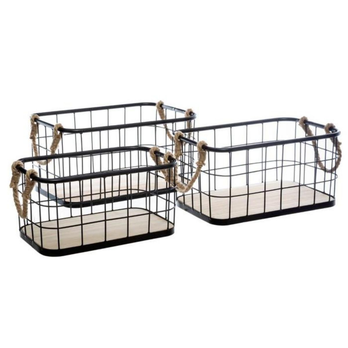 ATMOSPHERA Lot de 3 Cagettes de Rangement  Loft  38cm Noir