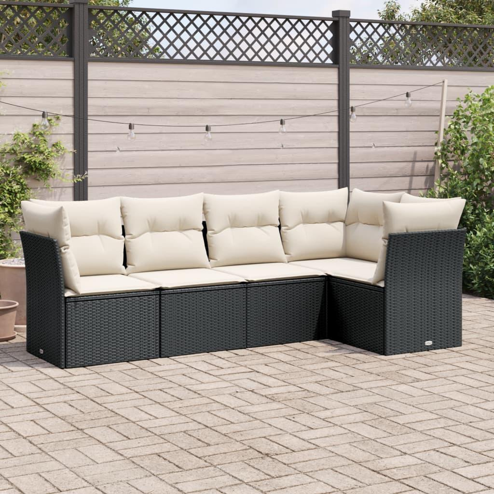 VIDAXL Salon de jardin 5 pcs avec coussins noir resine tressee