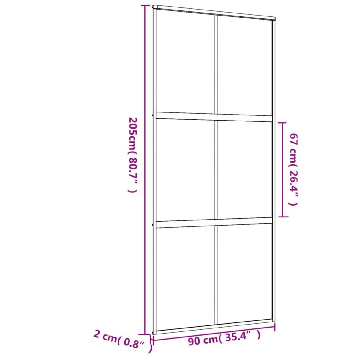 VIDAXL Porte coulissante dore 90x205 cm verre ESG clair et aluminium