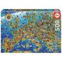 Voir la diapositive 2 : EDUCA Puzzle 500 pièces : La folle Carte d'Europe