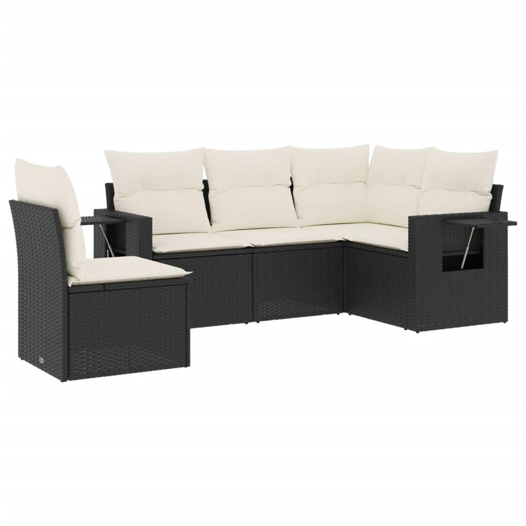 Voir la diapositive 2 : VIDAXL Salon de jardin 5 pcs avec coussins noir resine tressee