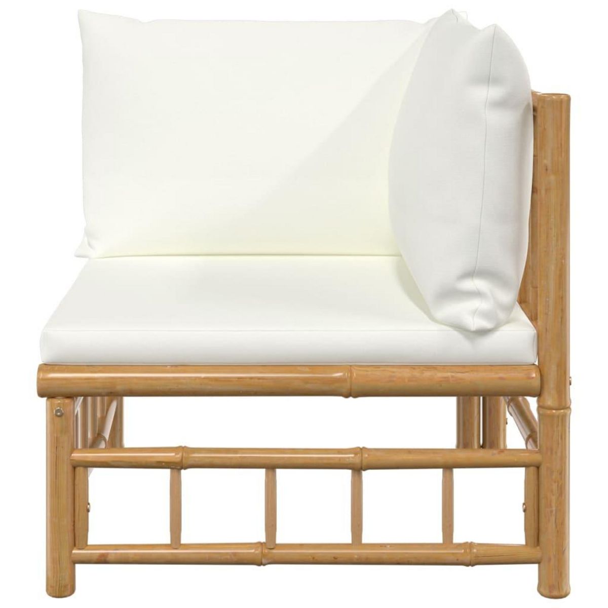 VIDAXL Canape d'angle de jardin avec coussins blanc creme bambou