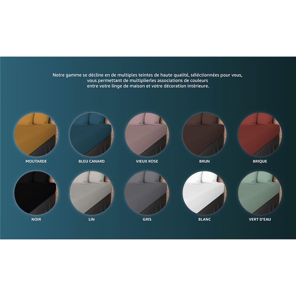 SOLEIL D'OCRE Taie de traversin en coton 57 fils UNI, par Soleil d'Ocre