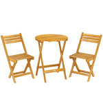 OUTSUNNY Ensemble bistro 2 places 3 pièces pliables bois acacia pré-huilé