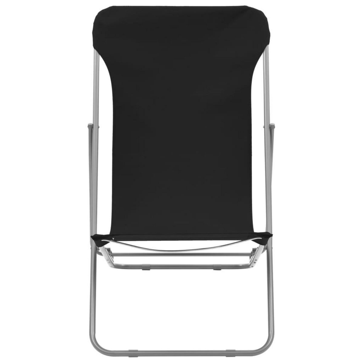 VIDAXL Chaises de plage pliables lot de 2 Acier et tissu oxford Noir