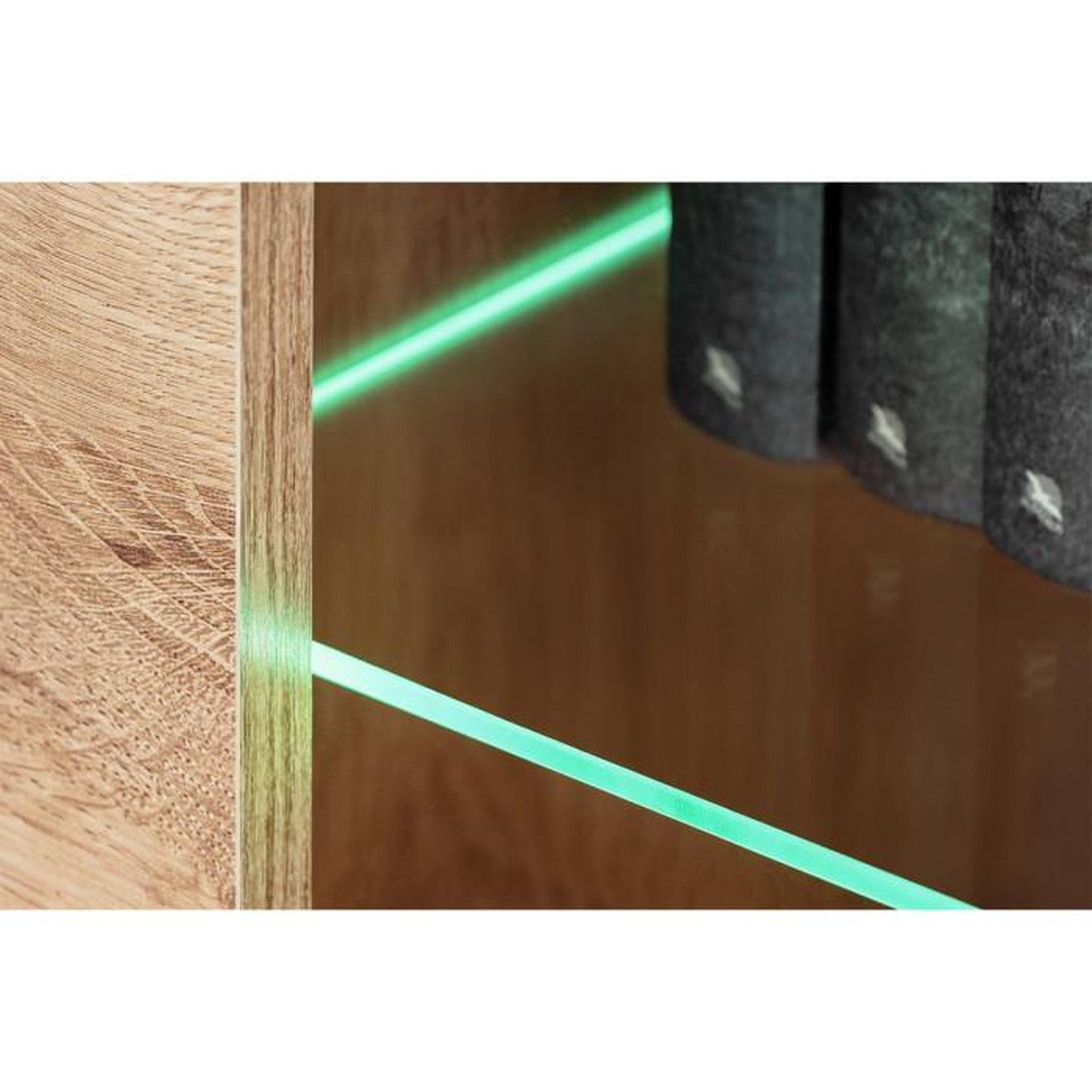 Voir la diapositive 4 : Paris Prix Meuble de Rangement Haut Rainuré  Aron  192cm Naturel & Noir