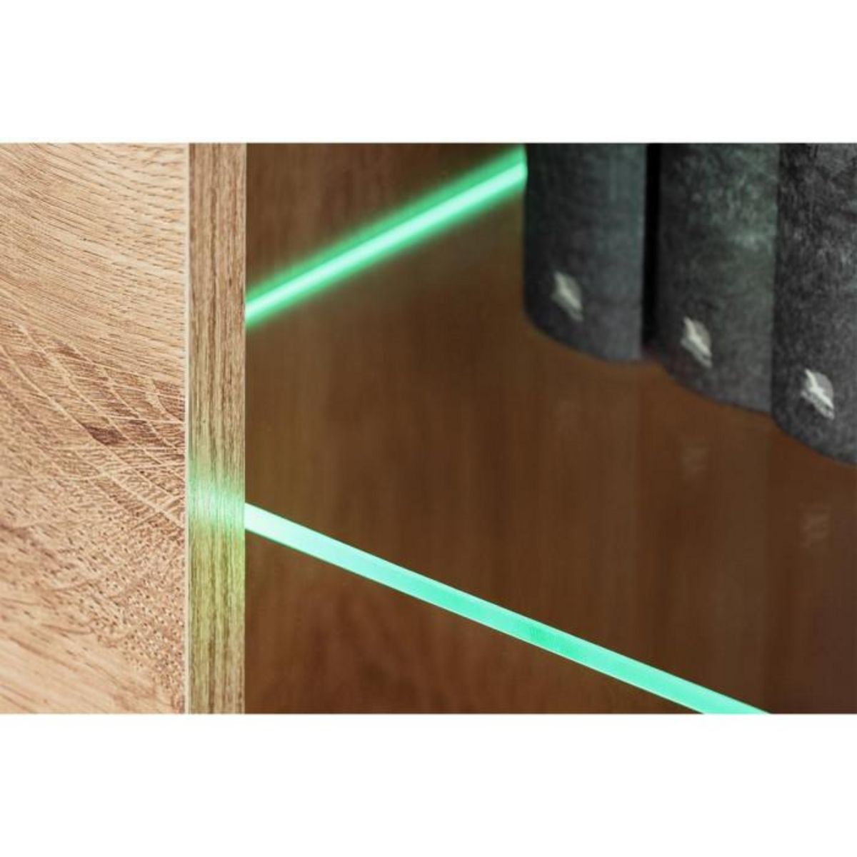 Paris Prix Meuble de Rangement Haut Rainuré  Aron  192cm Naturel & Noir