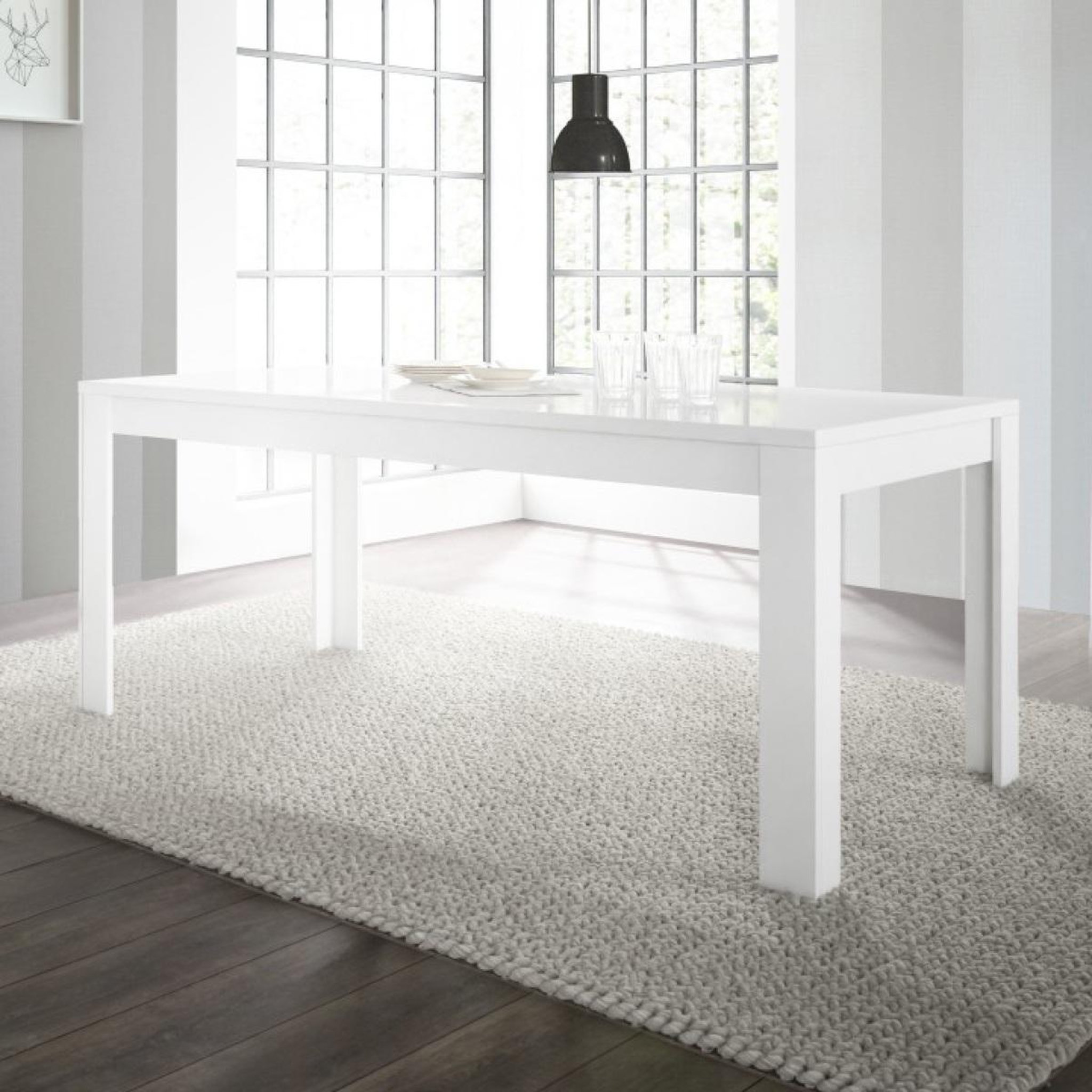 Voir la diapositive 2 : JLC KREATION Table à manger design laqué blanc 180cm APHODITE