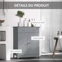 Voir la diapositive 6 : KLEANKIN Meuble bas de salle de bain sur pied 2 portes avec étagère réglable 2 tiroirs poignées boutons métal MDF gris