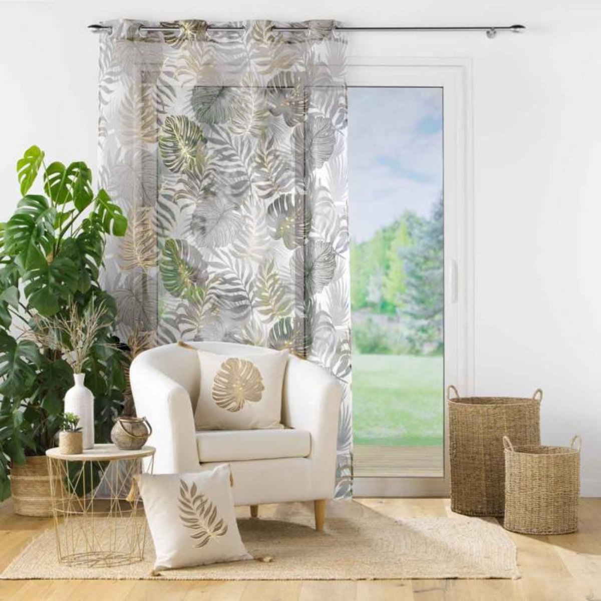 Paris Prix Rideau Voilage à Œillets  Mogador  140x280cm Beige