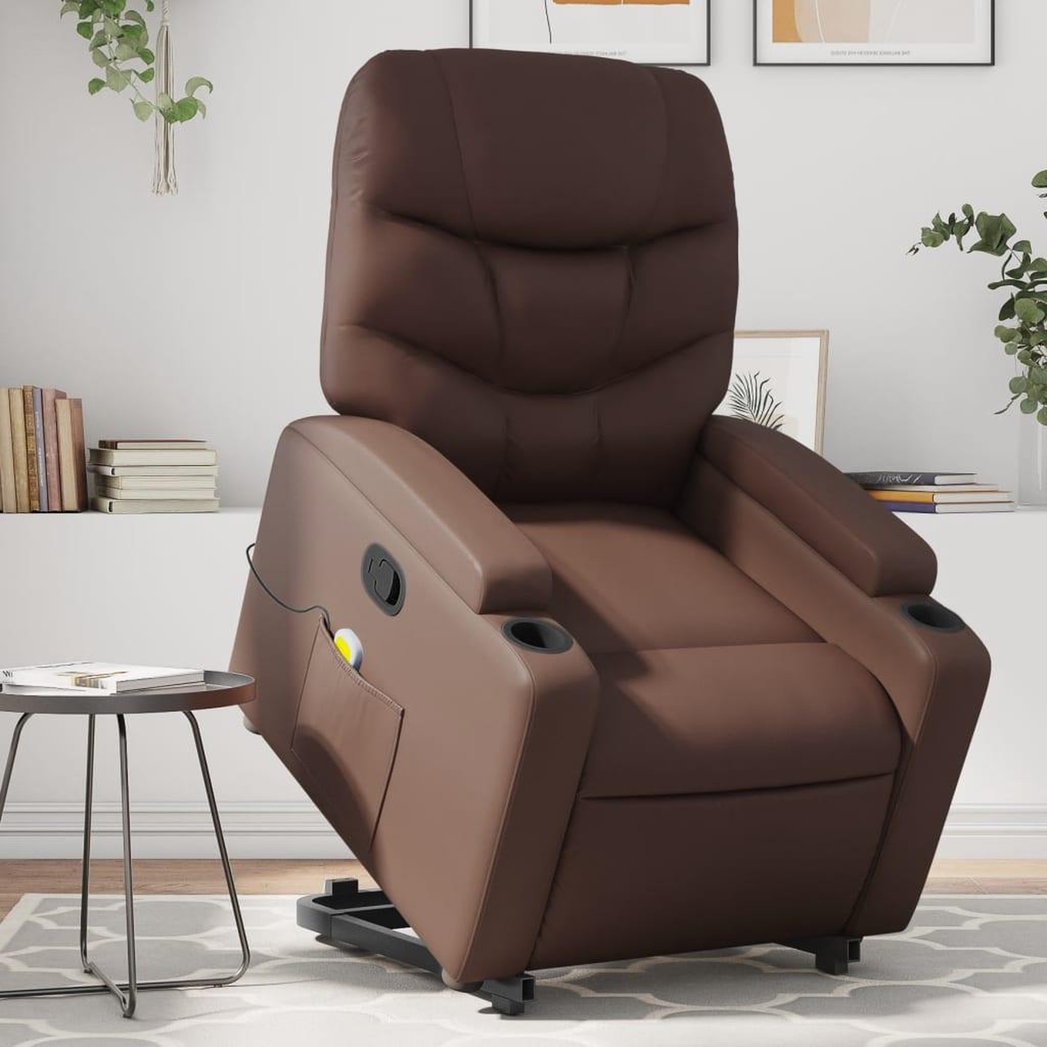 VIDAXL Fauteuil inclinable de massage Marron Similicuir