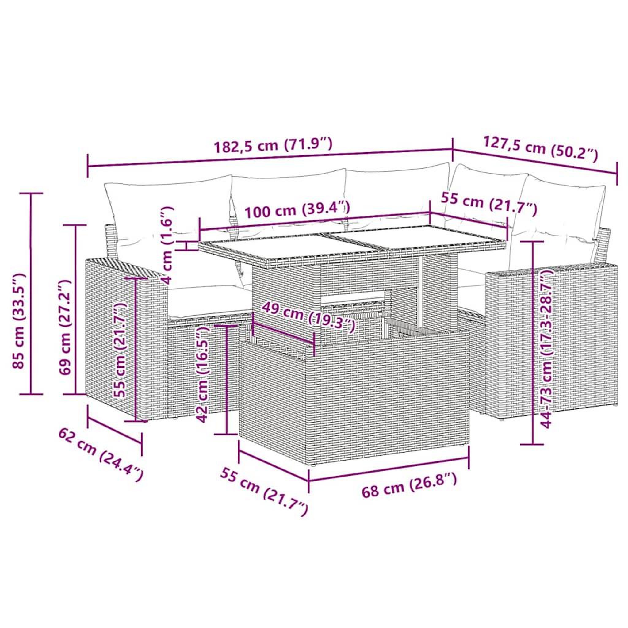 Voir la diapositive 6 : VIDAXL Salon de jardin avec coussins 5 pcs beige resine tressee
