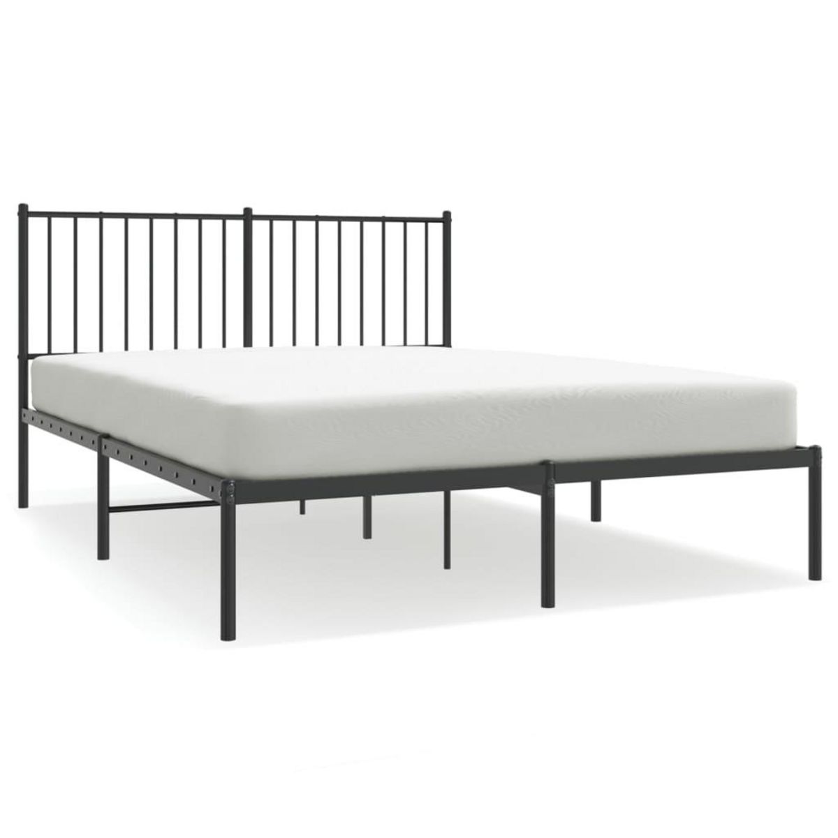 VIDAXL Cadre de lit metal sans matelas avec tete de lit noir 140x200cm