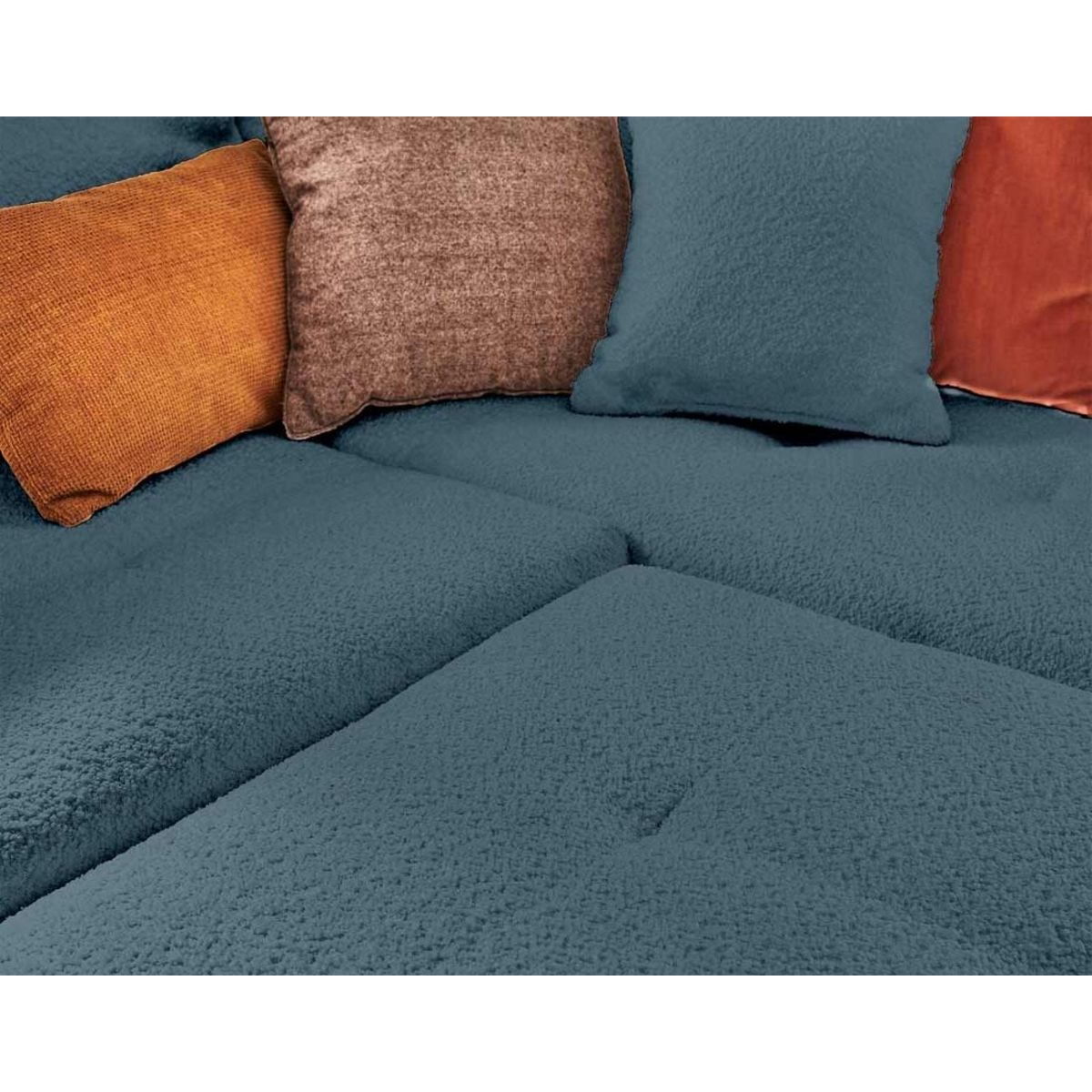 LISA DESIGN Rune - canapé d'angle droit - 4 places - avec pouf d'appoint - en tissu bouclette