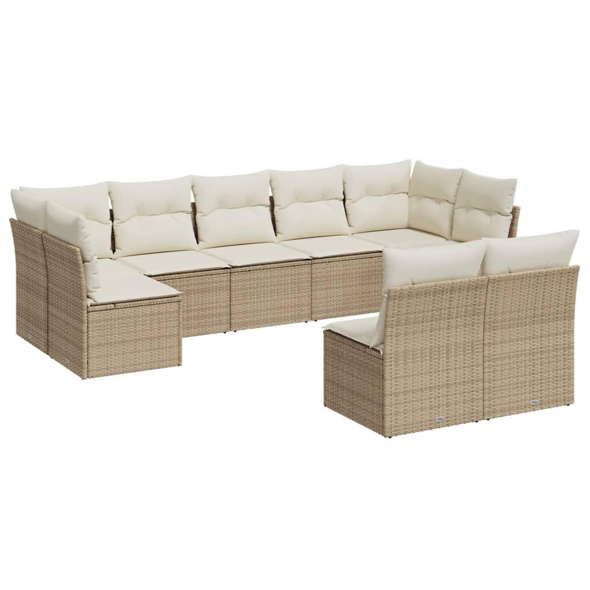 Voir la diapositive 2 : VIDAXL Salon de jardin avec coussins 9 pcs beige resine tressee