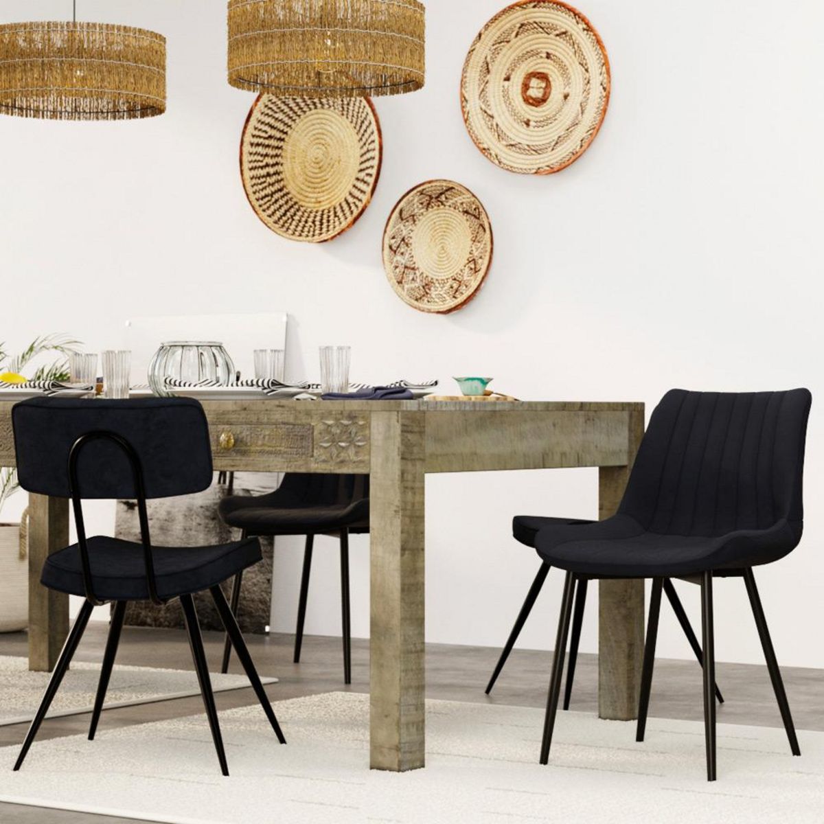 Rendez vous déco Lot de 2 chaises en cuir synthétique taupe et métal noir - Killi