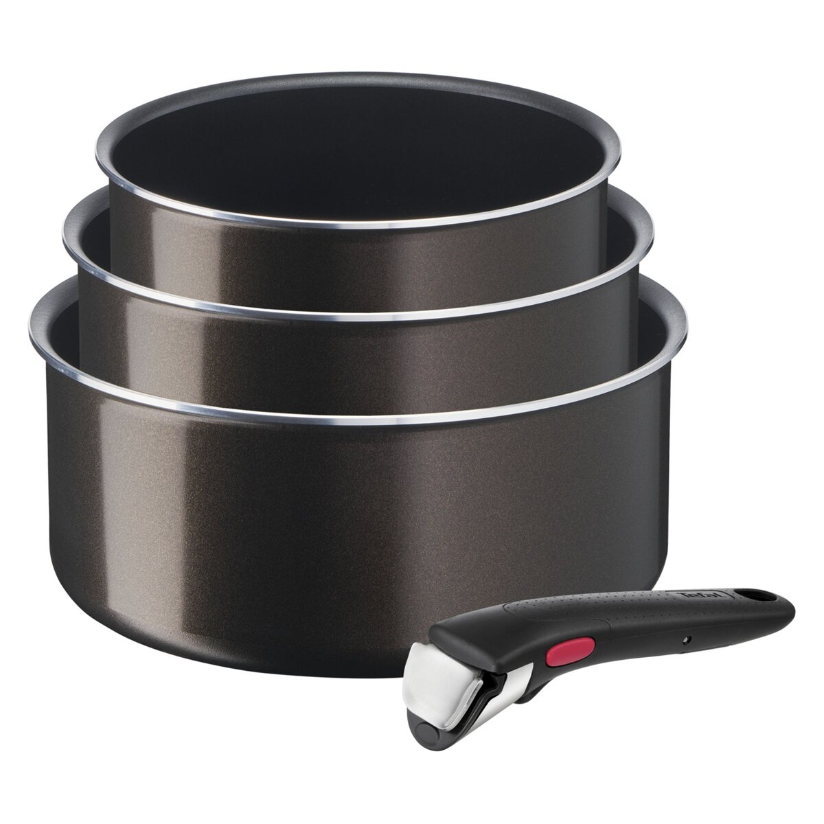 TEFAL Lot 3 casseroles 16/18/20 cm (1,5/2,1/3L) + 1 poignée INGENIO EASY PLUS
