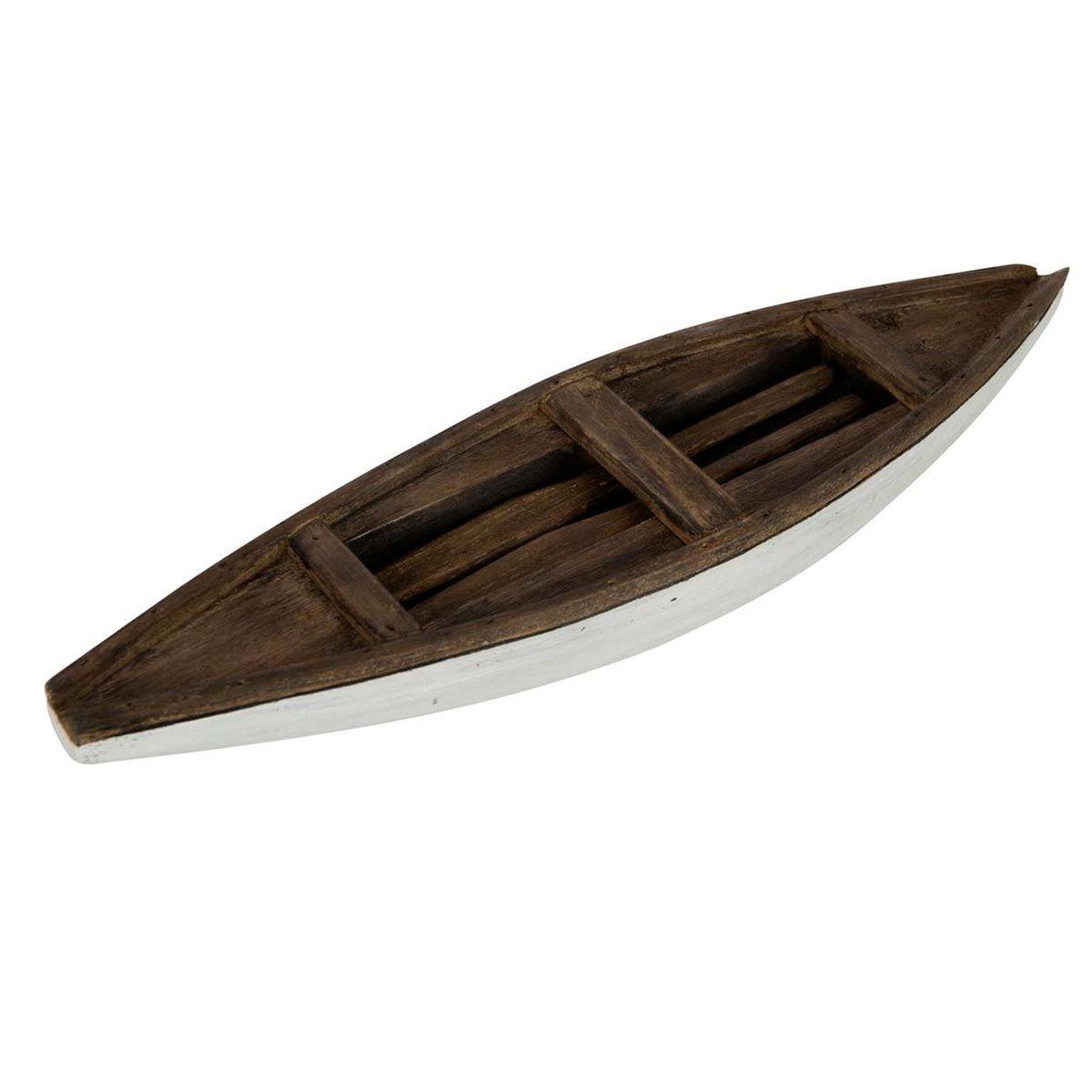 Voir la diapositive 2 : J-LINE Barque bateau déco  vacay  37cm marron & blanc