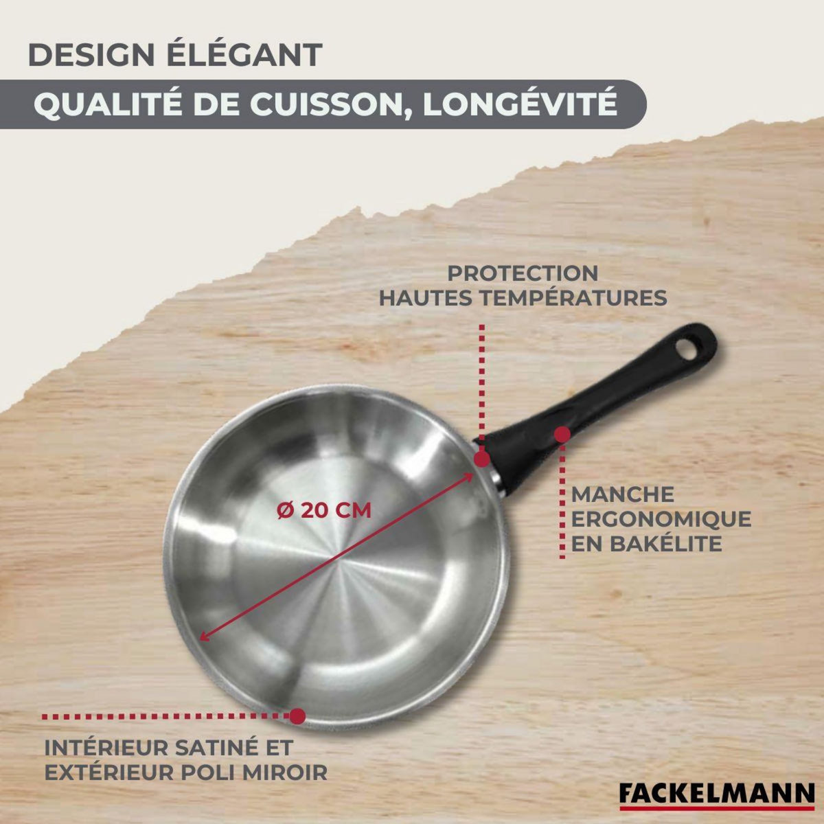 Fackelmann Poêle en inox 20 cm Fackelmann Geneva