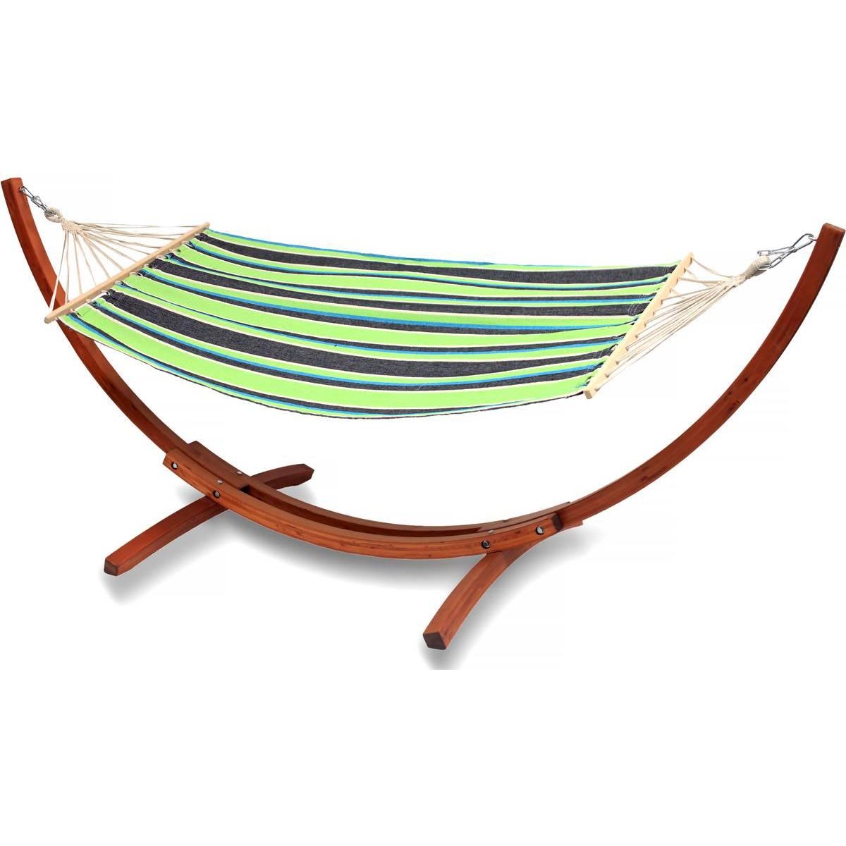 Habitat et Jardin Hamac bois avec toile en coton  Dallas  - 3 m - Vert mélangé