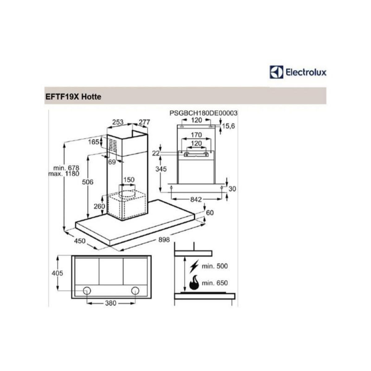 ELECTROLUX Hotte décorative murale Electrolux EFTF19X