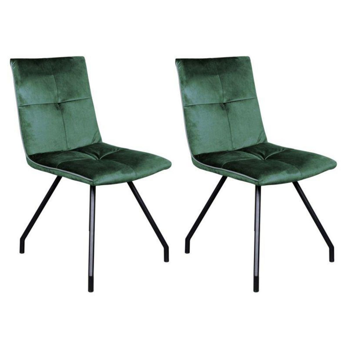 Paris Prix Lot de 2 Chaises en Velours  Eaden  87cm Vert