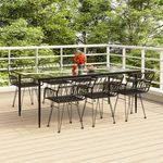 VIDAXL Ensemble a manger de jardin 7 pcs Noir Resine tressee