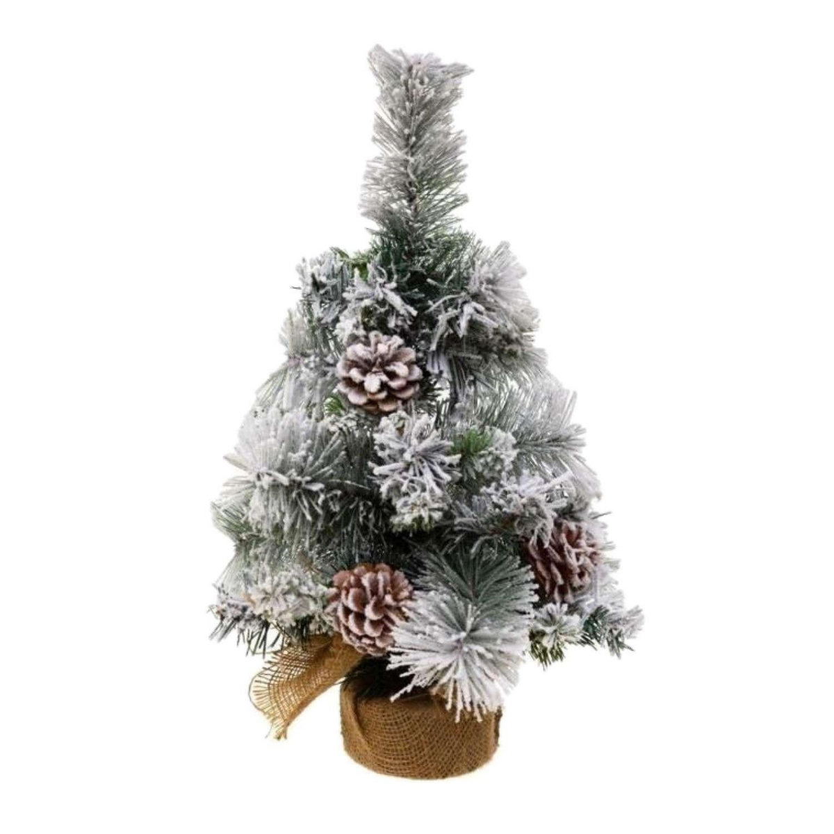 ATMOSPHERA Sapin de Noël artificiel floqué Minnesota - H. 50 cm - Blanc et vert