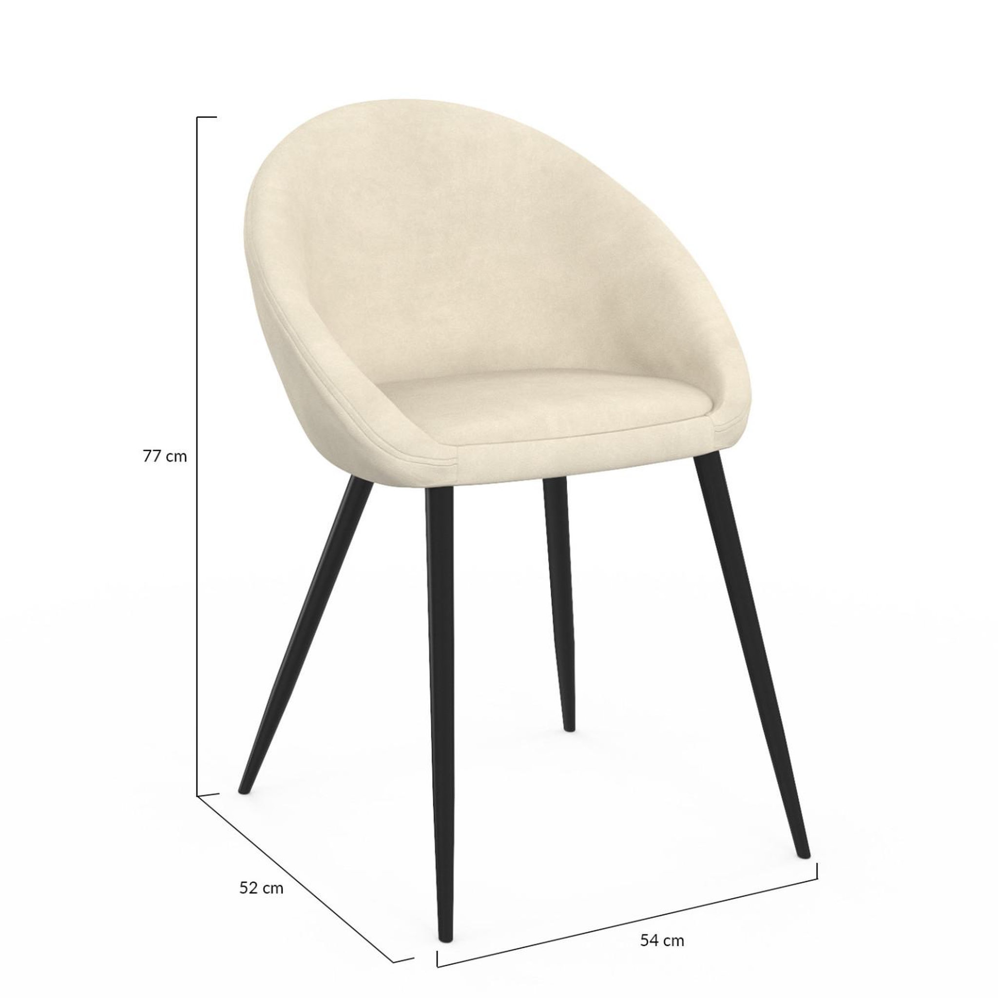Voir la diapositive 5 : ID MARKET Lot de 4 chaises naya en velours crème pour salle à manger