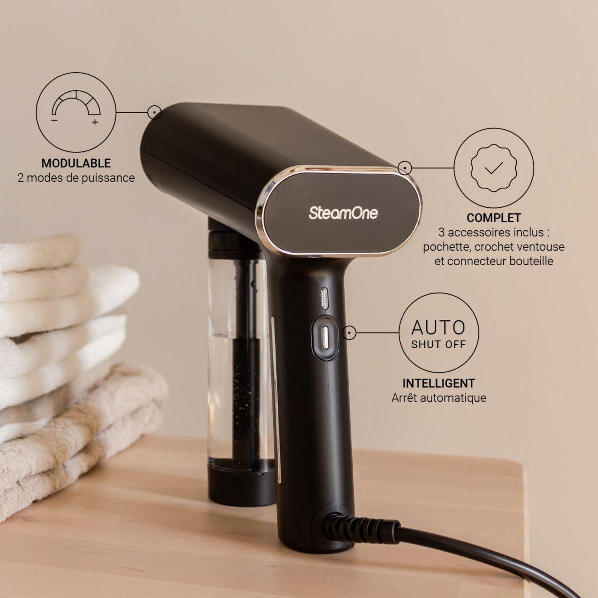 Voir la diapositive 4 : Steamone Défroisseur vapeur EUNS150B Karl