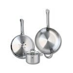 ELO Ensemble de 2 Poêles de cuisson 28 et 32 cm et 1 faitout 16 cm Elo Profi Citrin