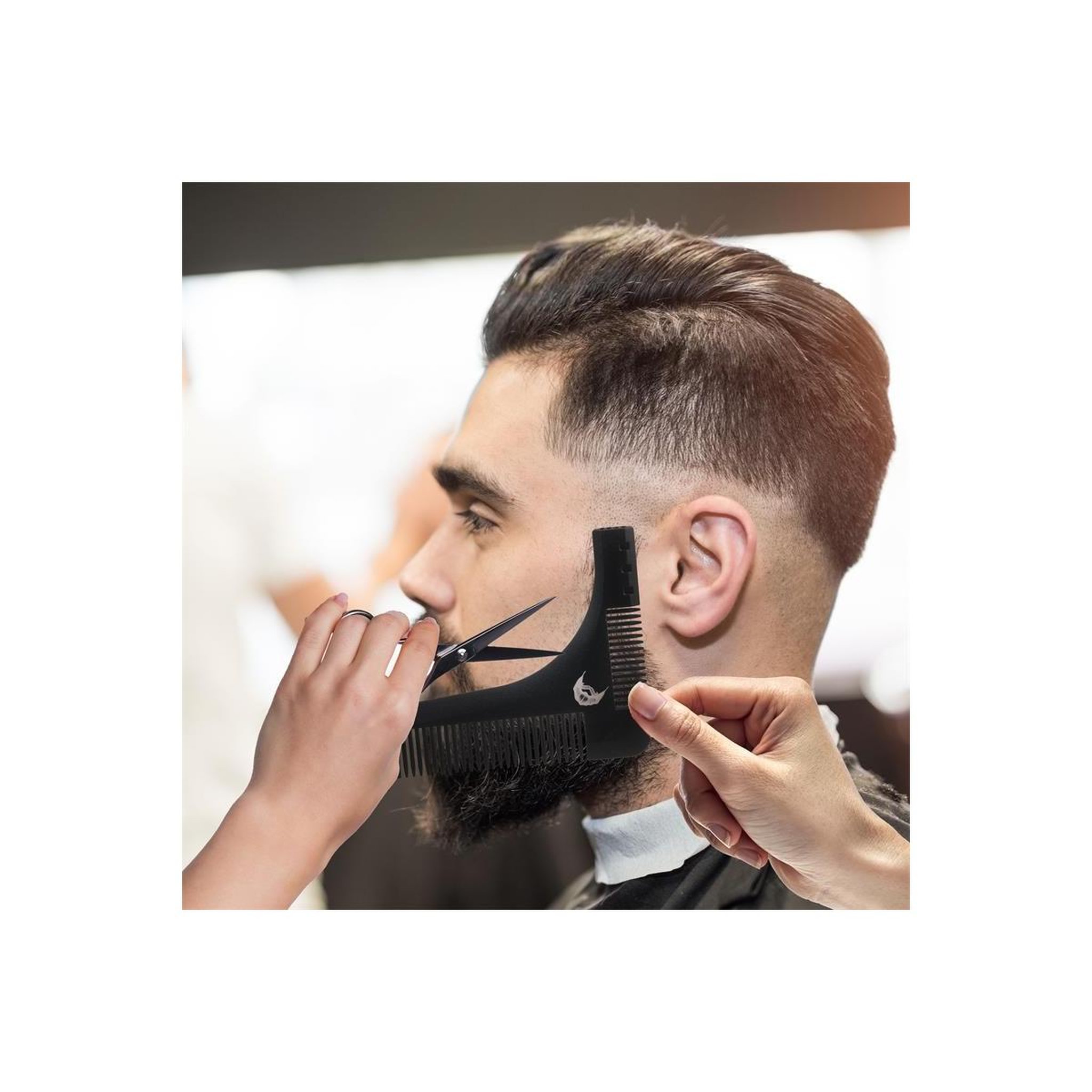 Voir la diapositive 2 : Cosmetic Club Peigne sculptant pour barbe  3 en 1  15cm noir