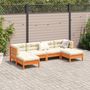 Voir la diapositive 3 : VIDAXL Salon de jardin 6 pcs avec coussins cire marron bois pin massif