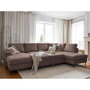 Voir la diapositive 3 : BEST MOBILIER Lilly - canapé panoramique d'angle droit - 7 places - convertible avec coffre - en velours côtelé