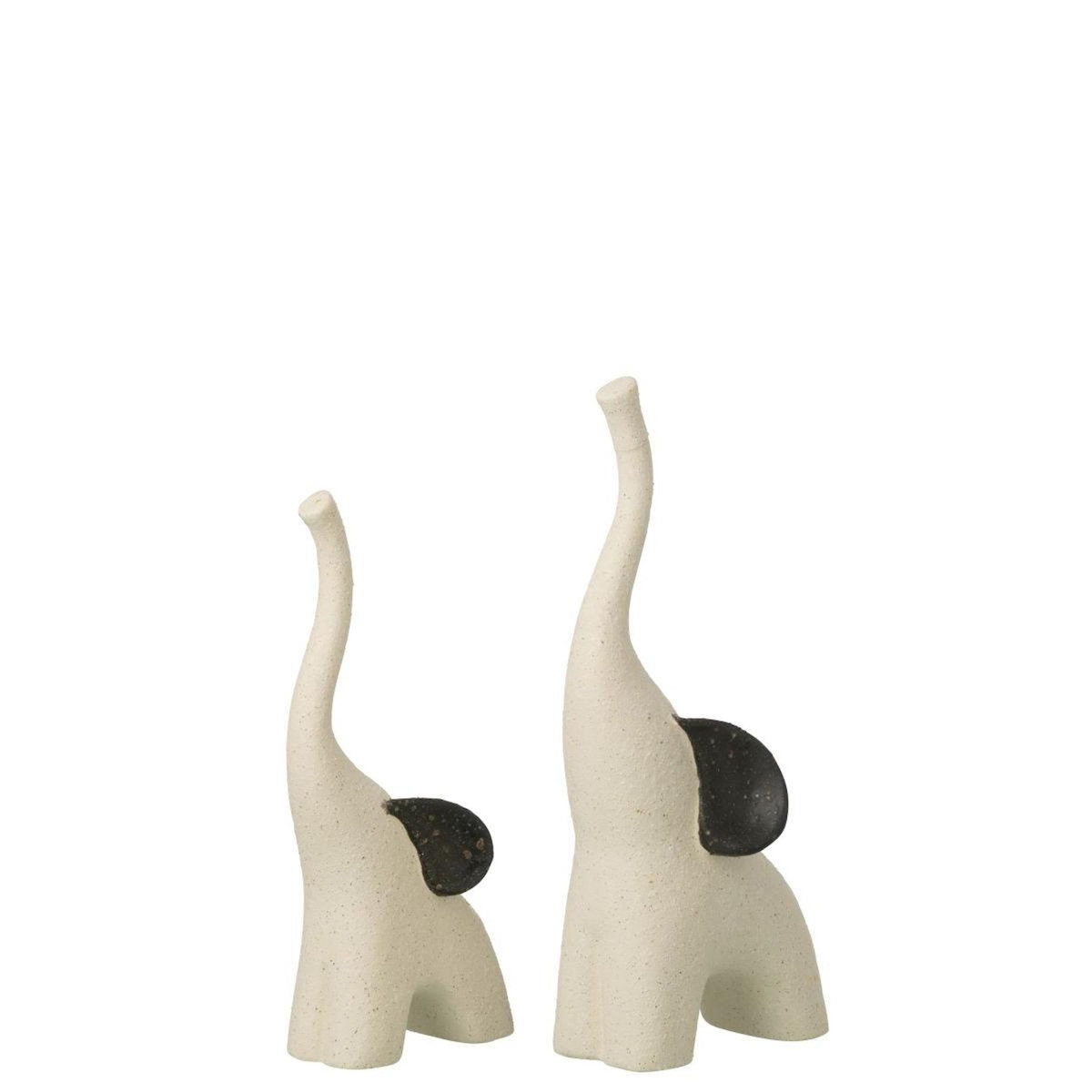 Paris Prix Lot de 2 Éléphants en Grès  Zane  30cm Blanc Cassé